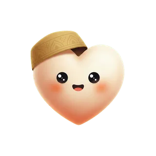 Nafs mascot - a friendly kawaii heart character wearing a kufi cap